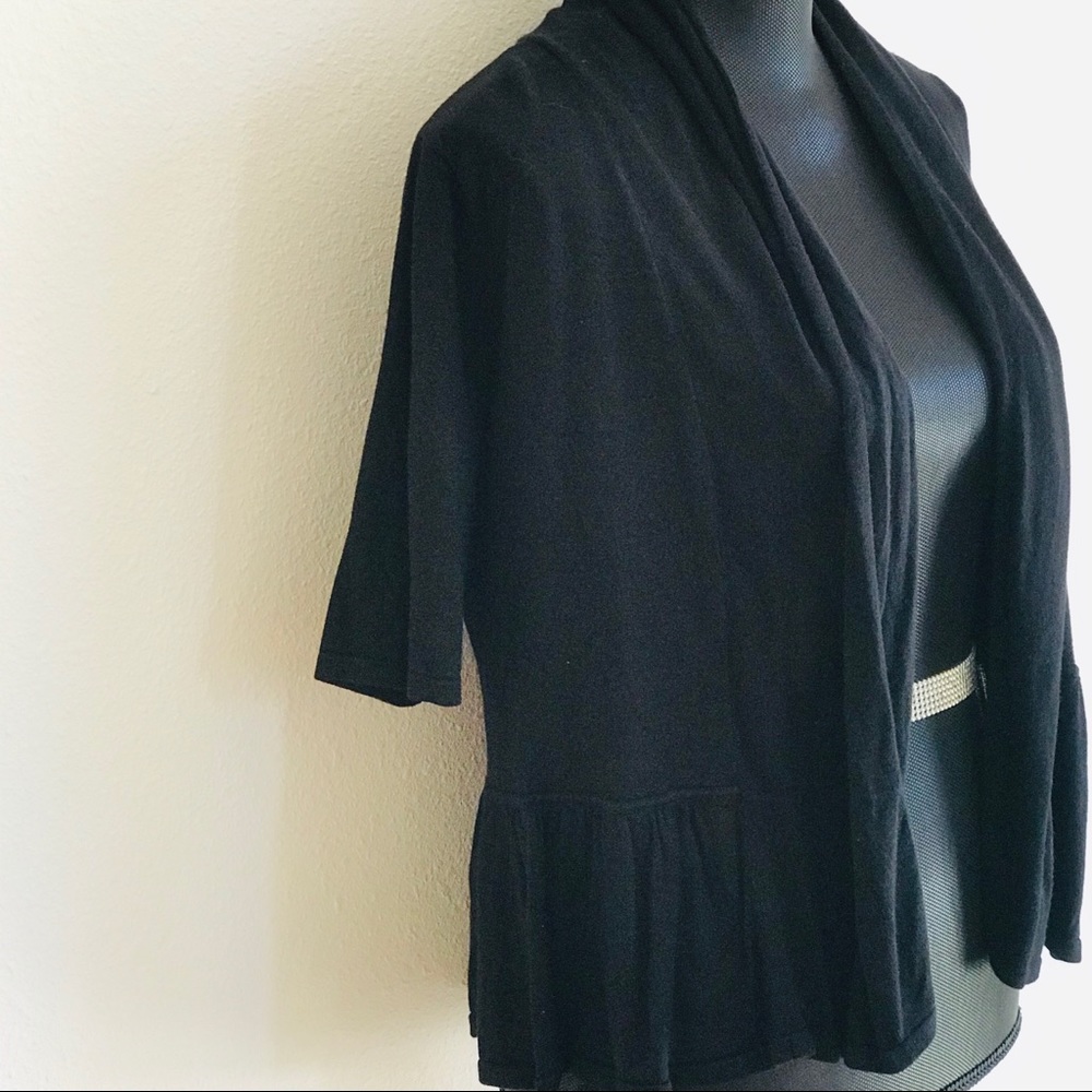 INC Ruffle Short Sleeve Cardigan